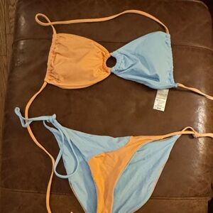 L*Space Bikini Women's Medium Two Tone Peach/ Blue